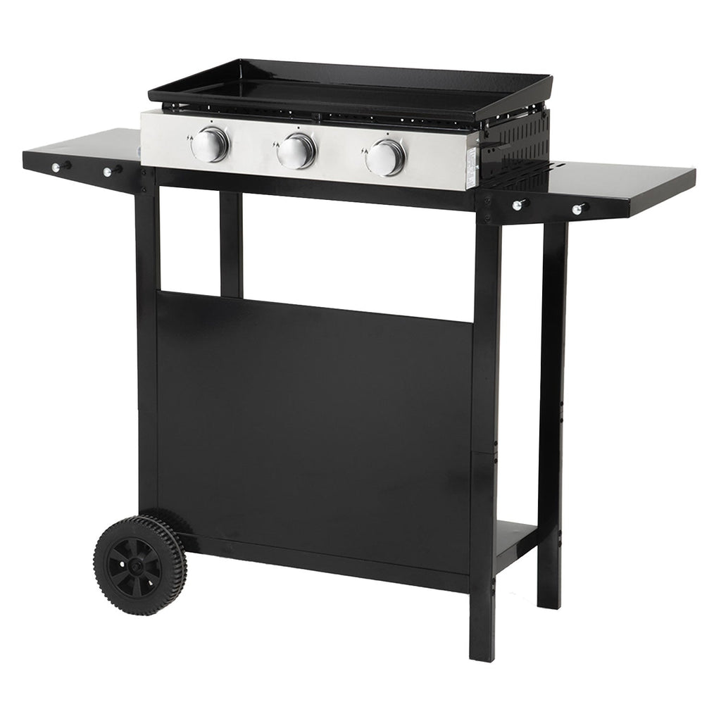 Plancha à gaz REVO Mérida – 3 brûleurs 6 kW avec chariot – Plaque en acier émaillé