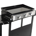 Plancha à gaz REVO Mérida – 3 brûleurs 6 kW avec chariot – Plaque en acier émaillé