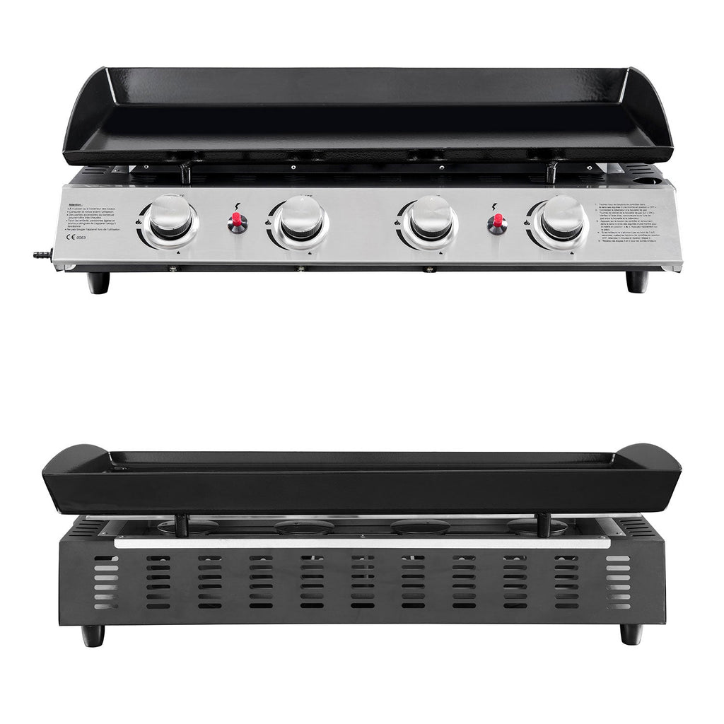 Plancha au gaz REVO Valencia – 4 brûleurs 10 kW Butane/Propane avec plaque en acier émaillé