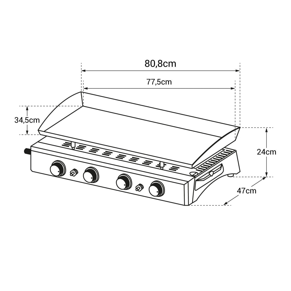 Plancha au gaz REVO Valencia – 4 brûleurs 10 kW Butane/Propane avec plaque en acier émaillé