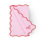 Dusklia - Please leave by 9 Scallop Edge Set of 4 Napkins - Pink/Red