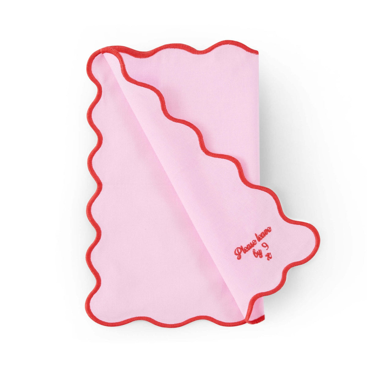 Dusklia - Please leave by 9 Scallop Edge Set of 4 Napkins - Pink/Red