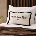 Dusklia - Please Leave By 9 Tufted Cushion Cover - Natural/ Black