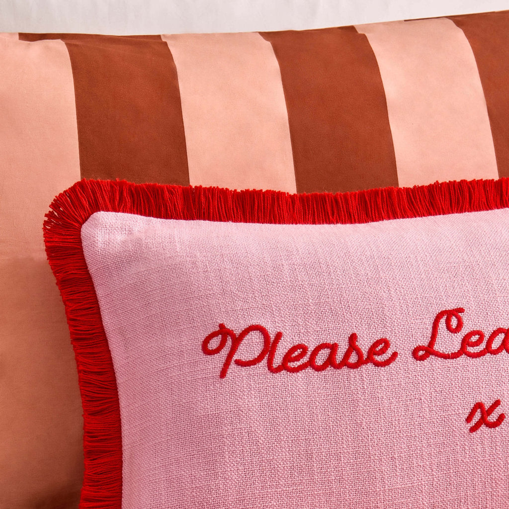 Dusklia - Please Leave By 9 Tufted Cushion Cover - Pink/ Red