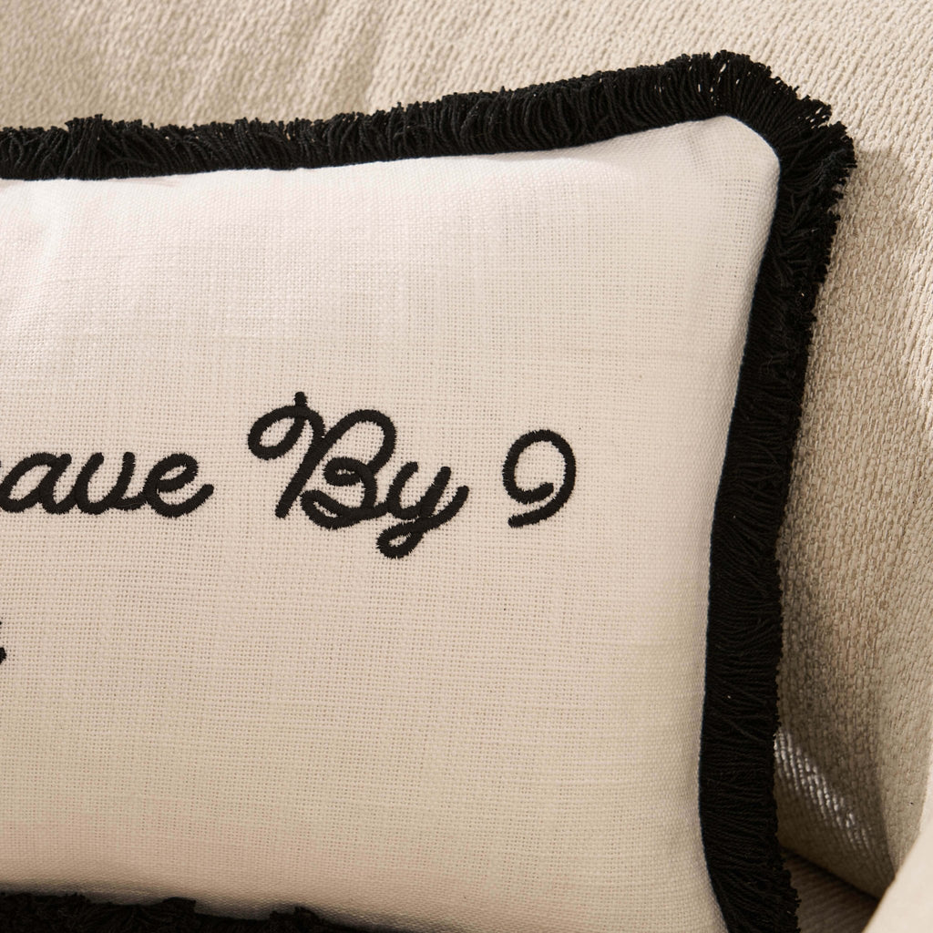 Dusklia - Please Leave By 9 Tufted Sofa Cushion Cover - Natural/ Black