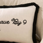 Dusklia - Please Leave By 9 Tufted Sofa Cushion Cover - Natural/ Black