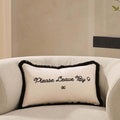 Dusklia - Please Leave By 9 Tufted Sofa Cushion Cover - Natural/ Black