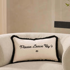 Dusklia - Please Leave By 9 Tufted Sofa Cushion Cover - Natural/ Black