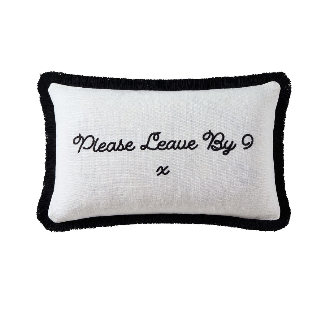 Dusklia - Please Leave By 9 Tufted Sofa Cushion Cover - Natural/ Black