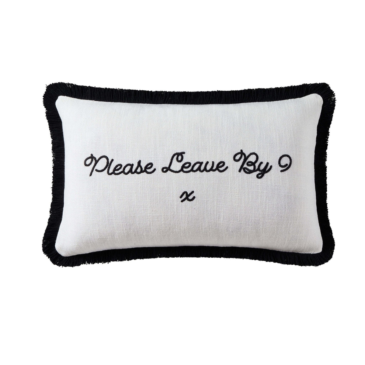 Dusklia - Please Leave By 9 Tufted Sofa Cushion Cover - Natural/ Black
