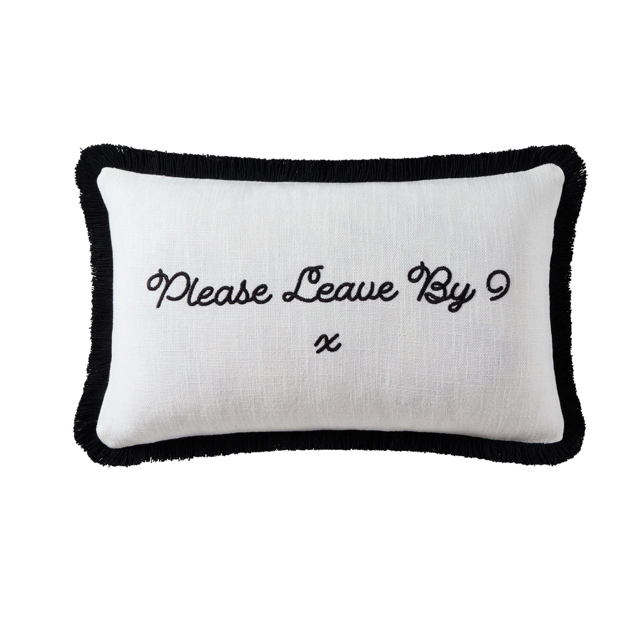 Dusklia - Please Leave By 9 Tufted Cushion Cover - Natural/ Black