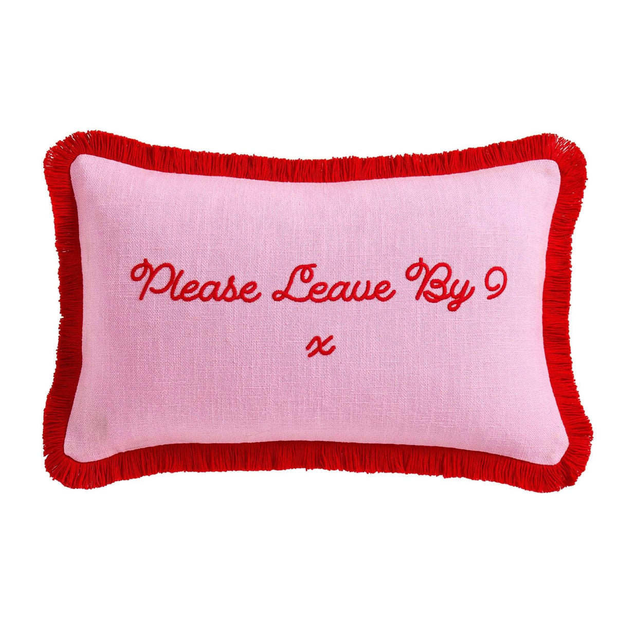 Dusklia - Please Leave By 9 Tufted Sofa Cushion Cover - Pink/ Red
