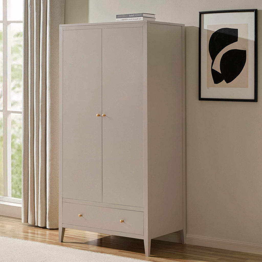 Dusklia - Poppy 2 Door Wardrobe with Drawer - Taupe