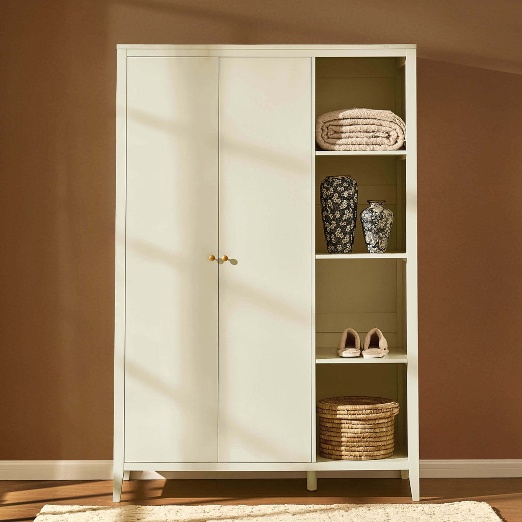 Armoire 2 portes avec étagères ouvertes Poppy - Crème