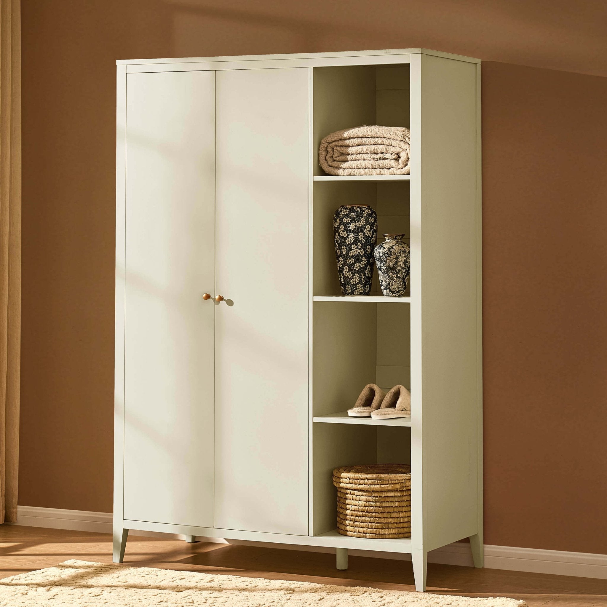Armoire 2 portes avec étagères ouvertes Poppy - Crème