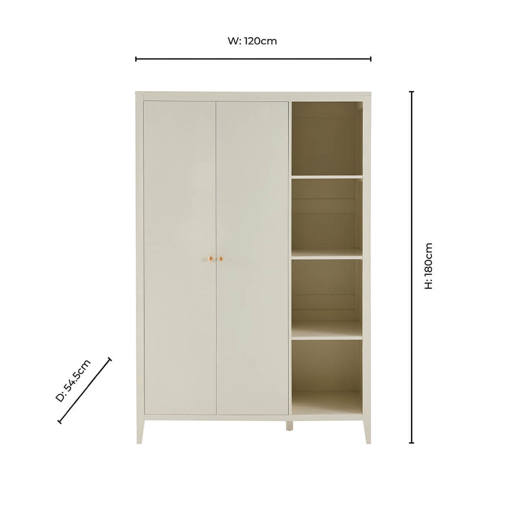 Armoire 2 portes avec étagères ouvertes Poppy - Crème