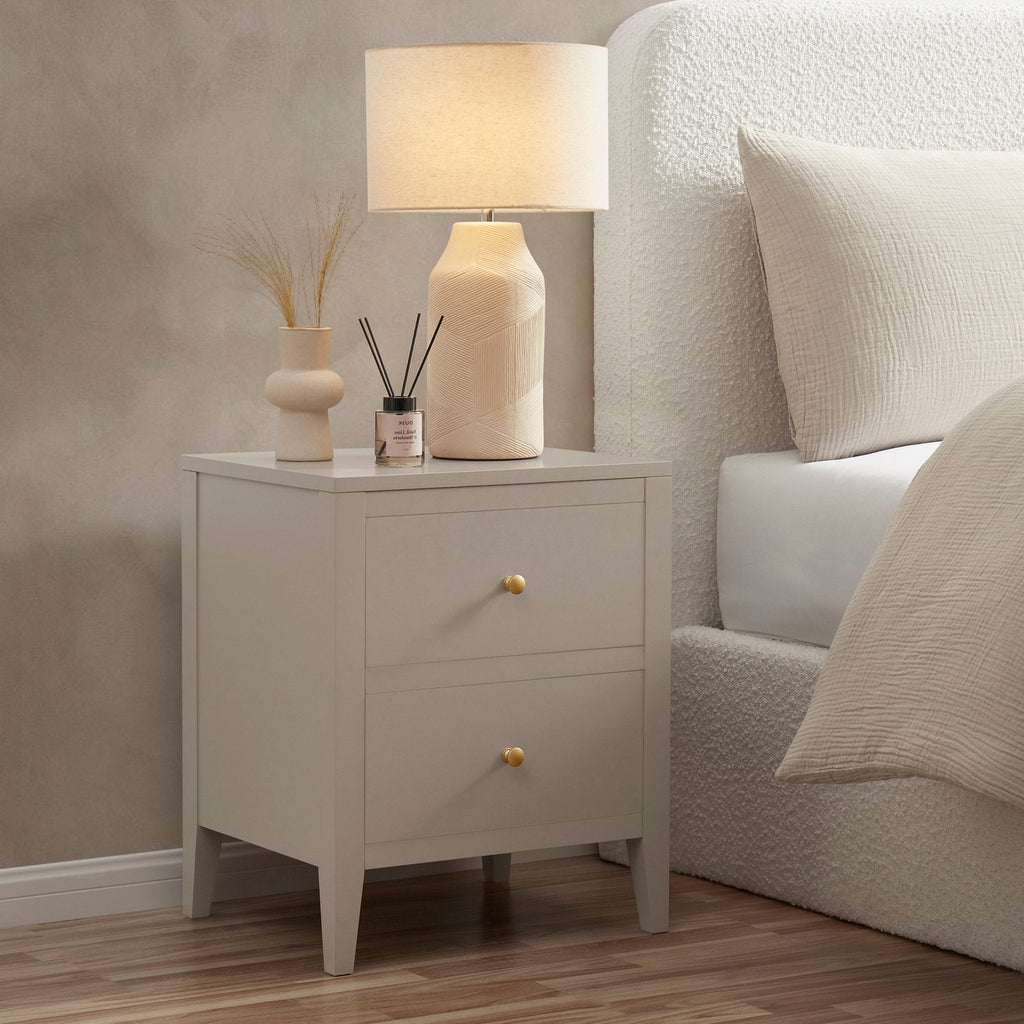Dusklia - Poppy 2 Drawer Bedside Table - Taupe