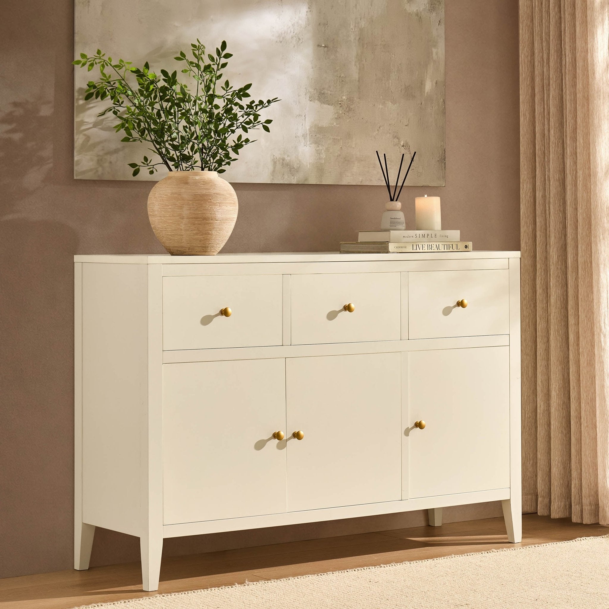 Dusklia - Poppy 3 Door Sideboard with Drawers - Cream