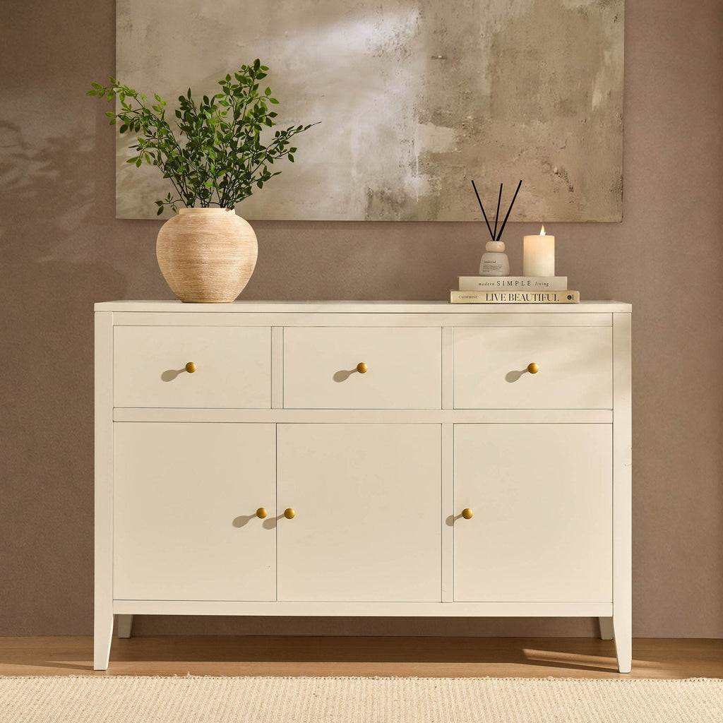 Dusklia - Poppy 3 Door Sideboard with Drawers - Cream