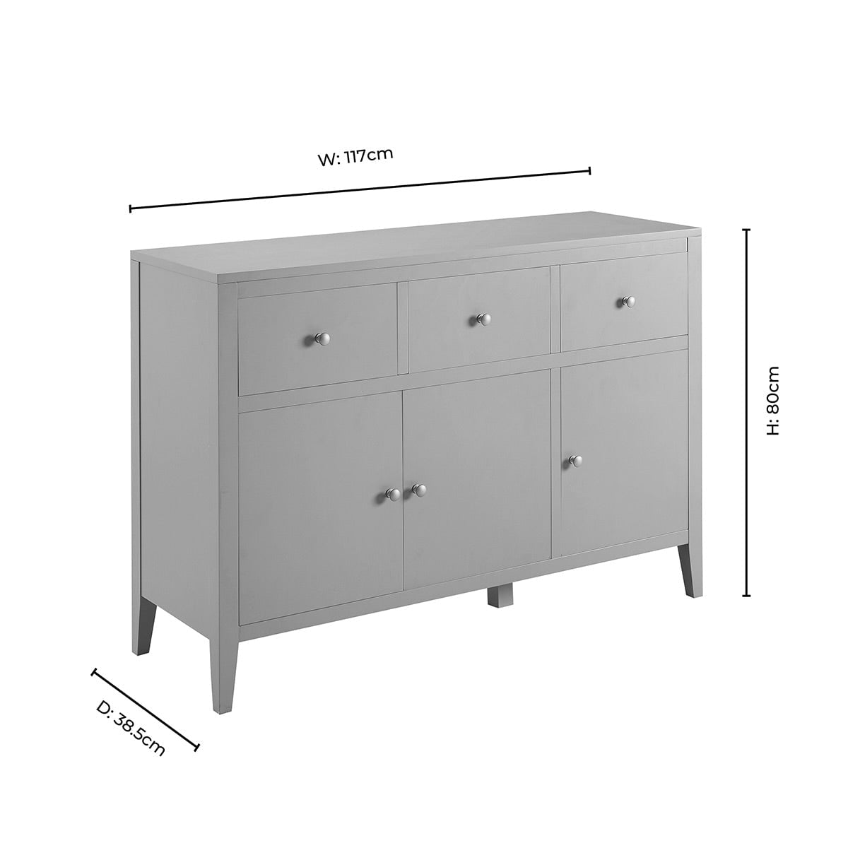 Dusklia - Poppy 3 Door Sideboard with Drawers - Taupe