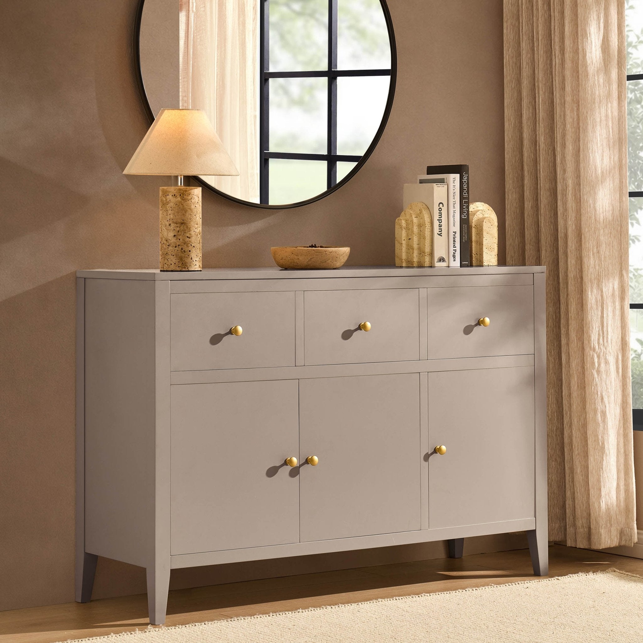Dusklia - Poppy 3 Door Sideboard with Drawers - Taupe