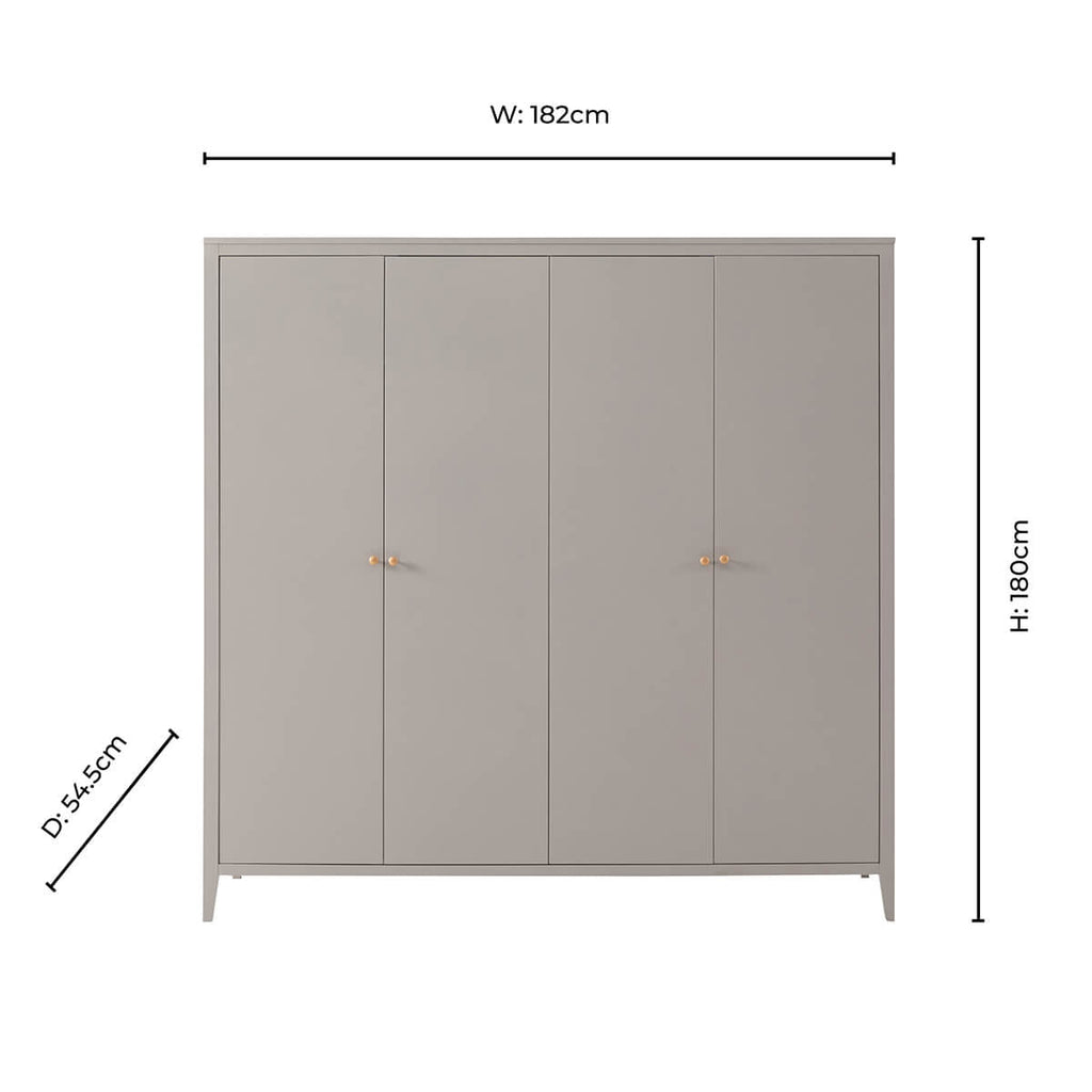 Armoire Poppy 4 portes - Taupe