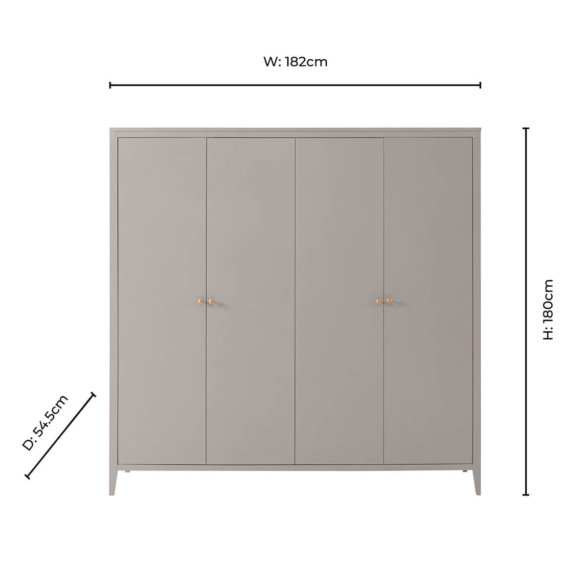 Armoire Poppy 4 portes - Taupe