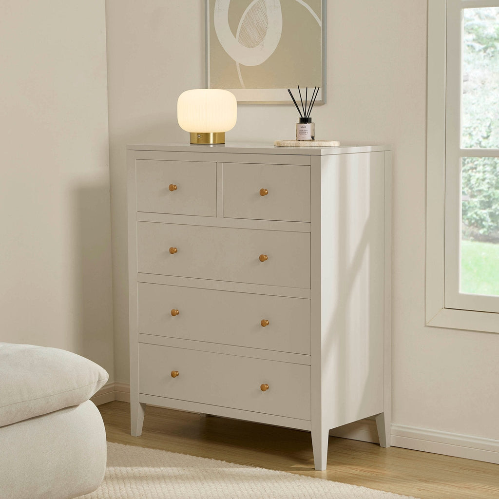 Dusklia - Poppy 5 Drawer Chest - Cream