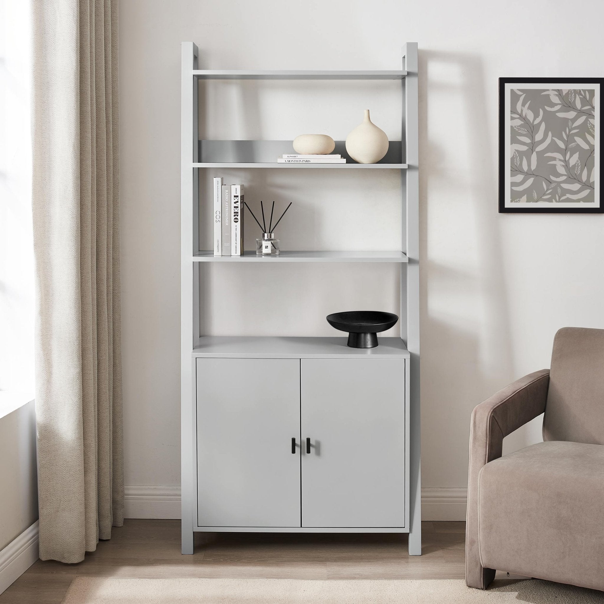 Dusklia - Poppy Hallway Shelf with Cupboard - Grey