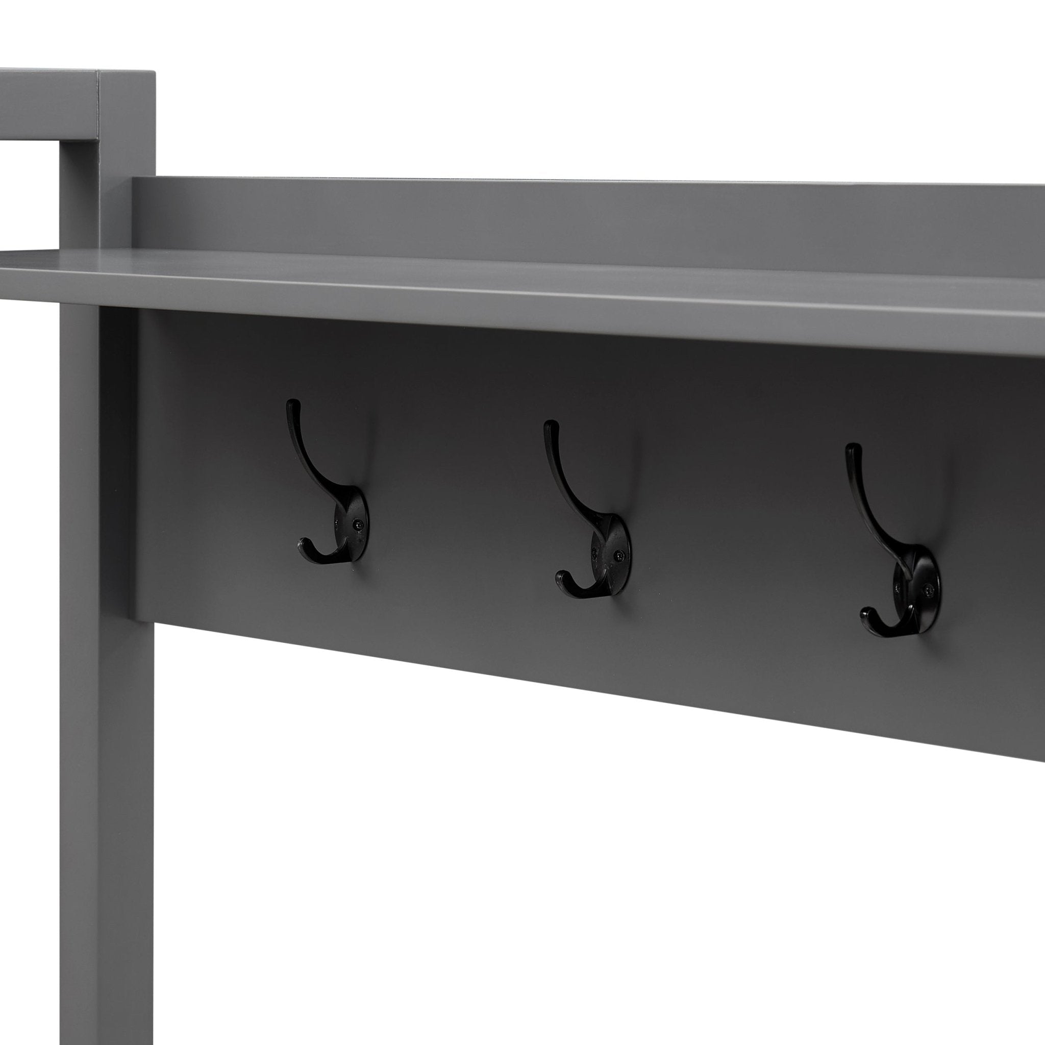 Dusklia - Poppy Hallway Shelf with Hooks - Charcoal