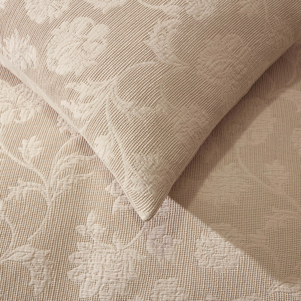 Dusklia - Portia Jacquard Waffle Duvet Cover & Pillowcase Set - Stone