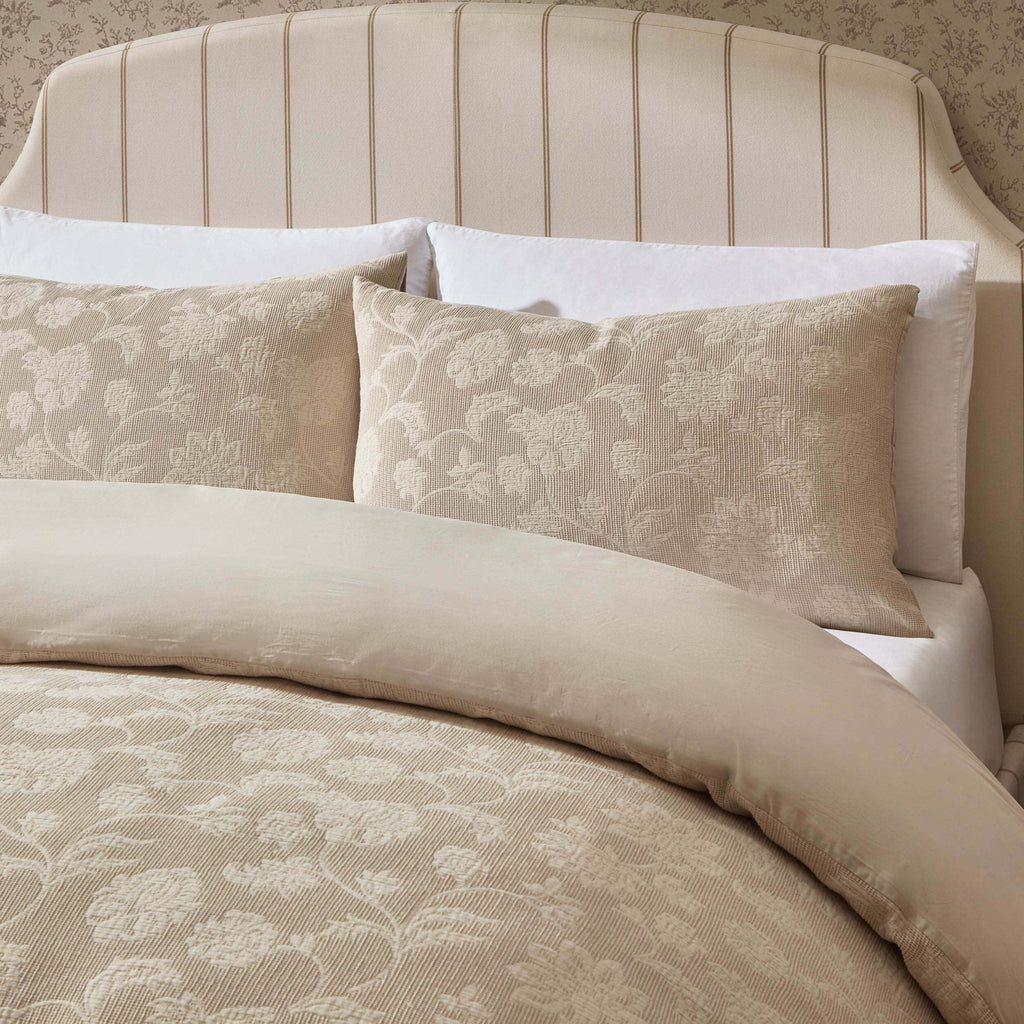 Dusklia - Portia Jacquard Waffle Duvet Cover & Pillowcase Set - Stone