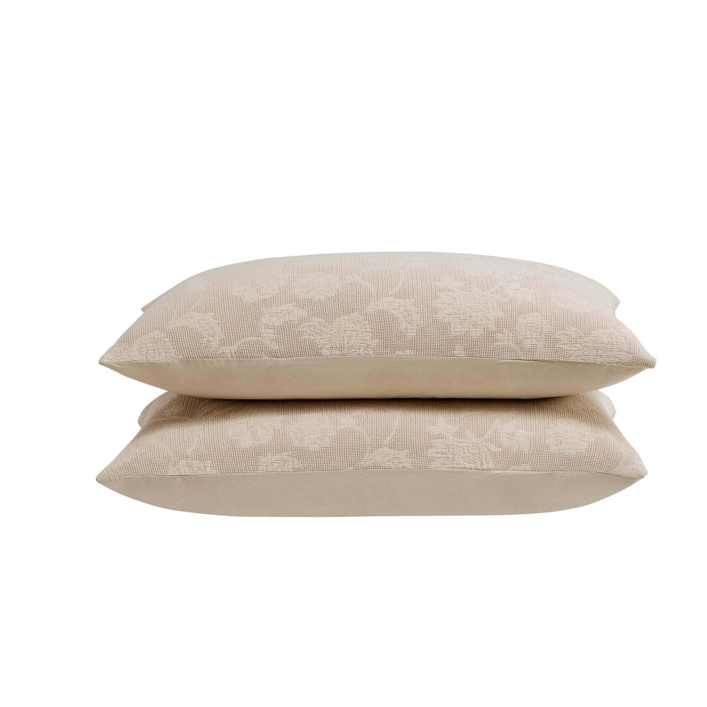 Dusklia - Portia Jacquard Waffle Duvet Cover & Pillowcase Set - Stone