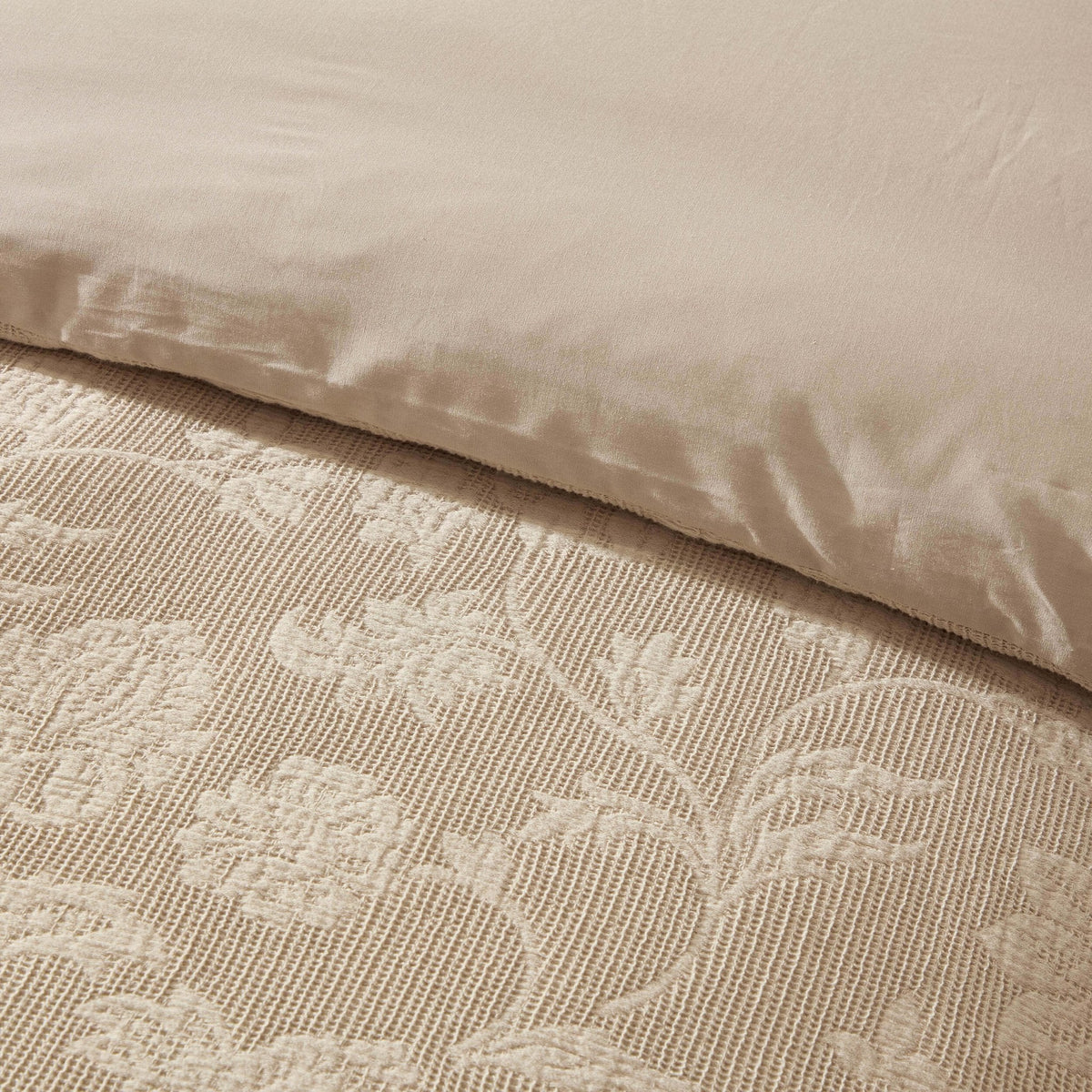 Dusklia - Portia Jacquard Waffle Duvet Cover & Pillowcase Set - Stone
