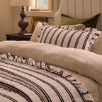 Dusklia - Portia Jacquard Waffle Duvet Cover & Pillowcase Set - Stone