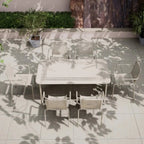 Dusklia - Porto Outdoor 6 Seater Rectangular Dining Table and Stacking Chairs - Champagne