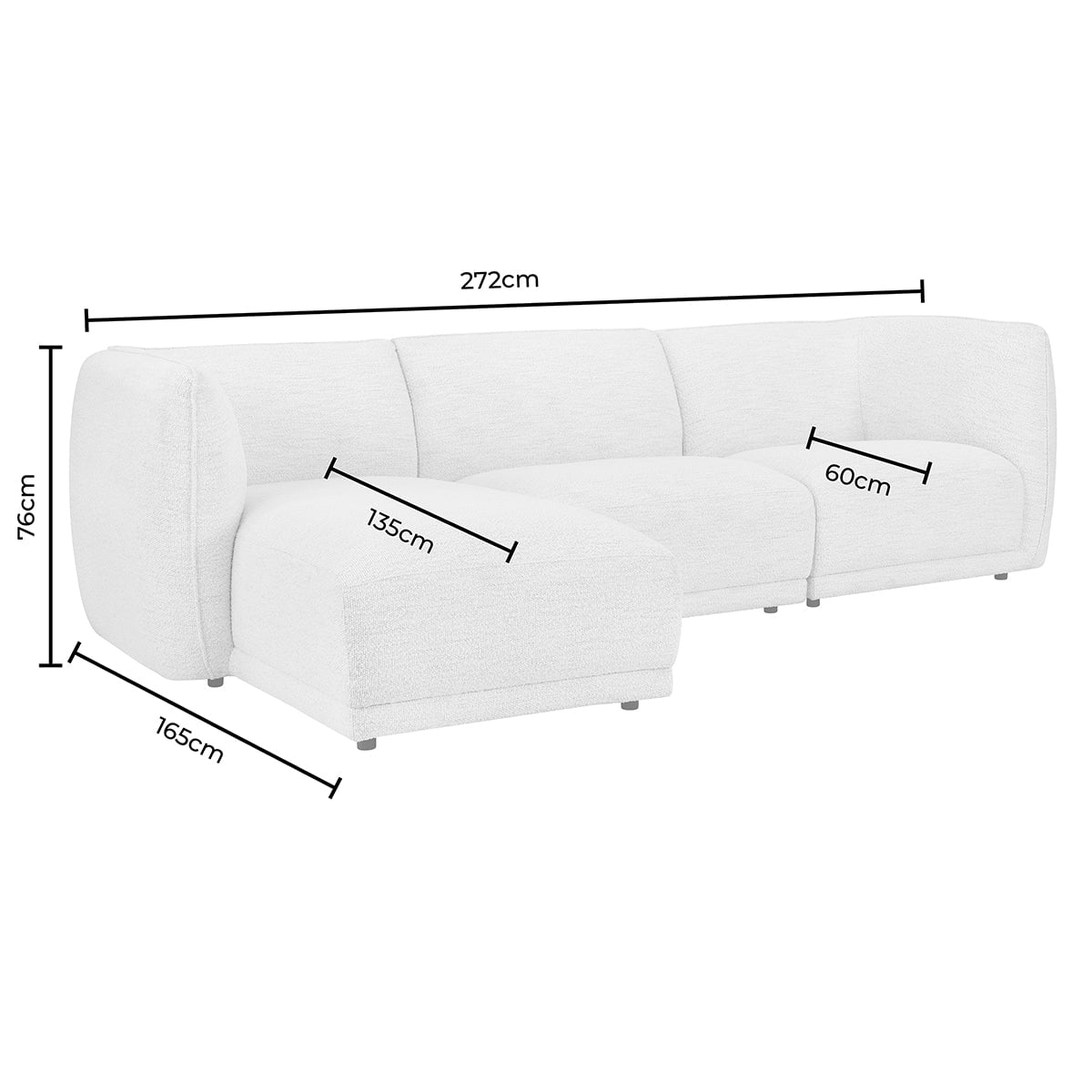 Dusklia - Porto Right Hand Modular Chaise - Boucle Ivory