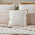 Dusklia - Portobello Embroidered Linen Edge Cushion Cover - White/Natural