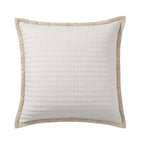 Dusklia - Portobello Embroidered Linen Edge Cushion Cover - White/Natural