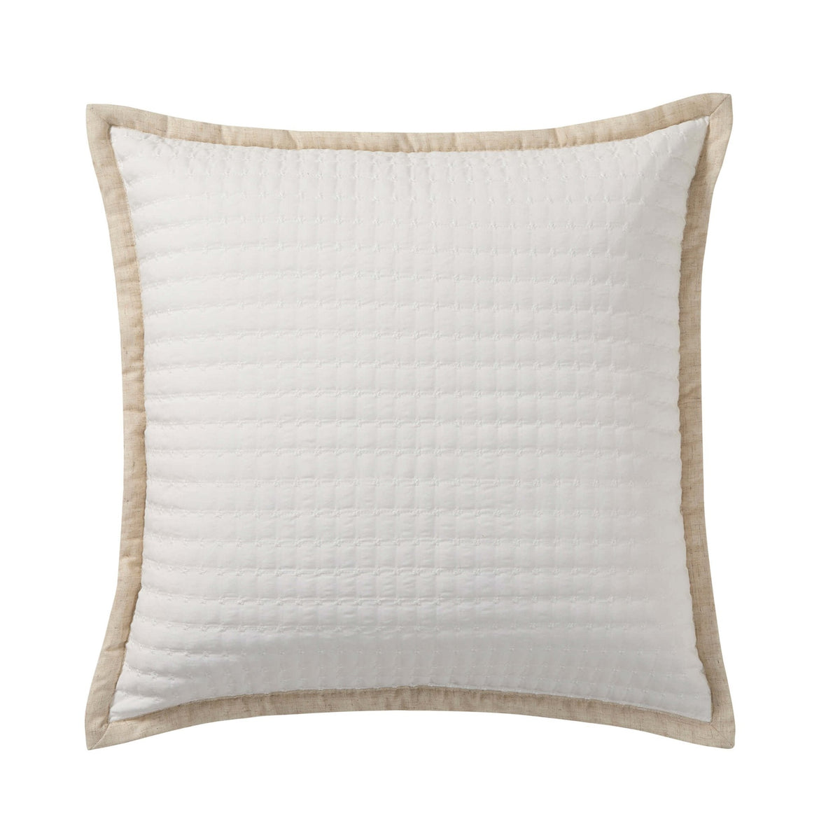 Dusklia - Portobello Embroidered Linen Edge Cushion Cover - White/Natural