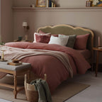 Dusklia - Portofino Waffle 100% Cotton Duvet Cover 200 Thread Count - Blush
