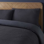 Dusklia - Portofino Waffle 100% Cotton Duvet Cover 200 Thread Count - Midnight Navy