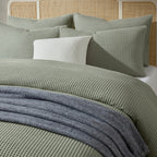 Dusklia - Portofino Waffle 100% Cotton Duvet Cover 200 Thread Count - Sage Green