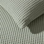Dusklia - Portofino Waffle 100% Cotton Duvet Cover 200 Thread Count - Sage Green