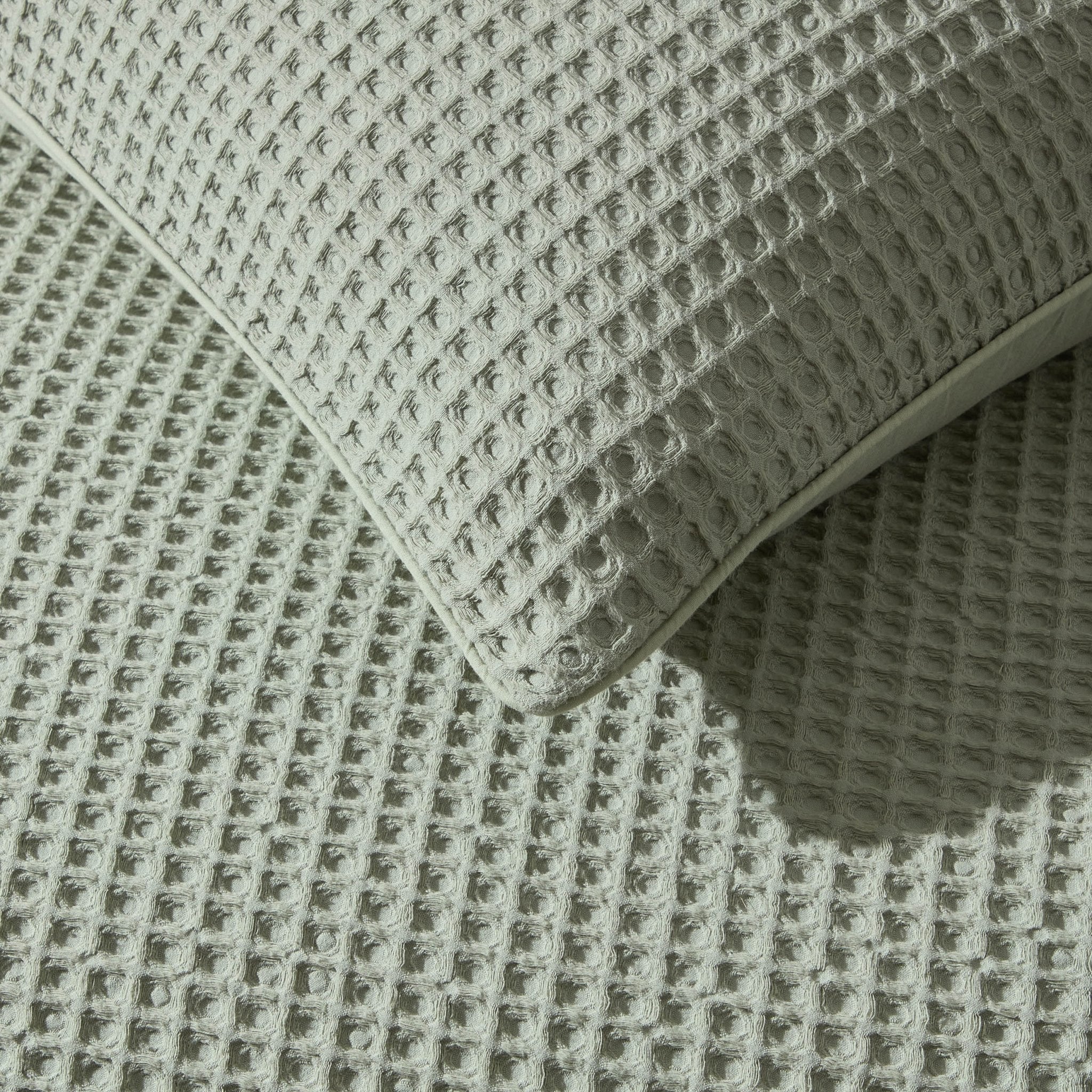 Dusklia - Portofino Waffle 100% Cotton Duvet Cover 200 Thread Count - Sage Green