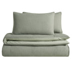 Dusklia - Portofino Waffle 100% Cotton Duvet Cover 200 Thread Count - Sage Green