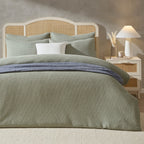 Dusklia - Portofino Waffle 100% Cotton Duvet Cover 200 Thread Count - Sage Green