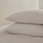 Dusklia - Portofino Waffle 100% Cotton Duvet Cover 200 Thread Count - Natural