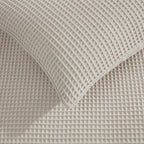 Dusklia - Portofino Waffle 100% Cotton Duvet Cover 200 Thread Count - Natural