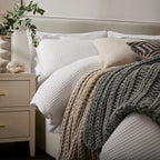 Dusklia - Portofino Waffle 100% Cotton Duvet Cover 200 Thread Count - White
